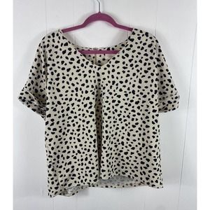 Mellóday Animal Print Blouse XL Cow Print White Womans Blouse